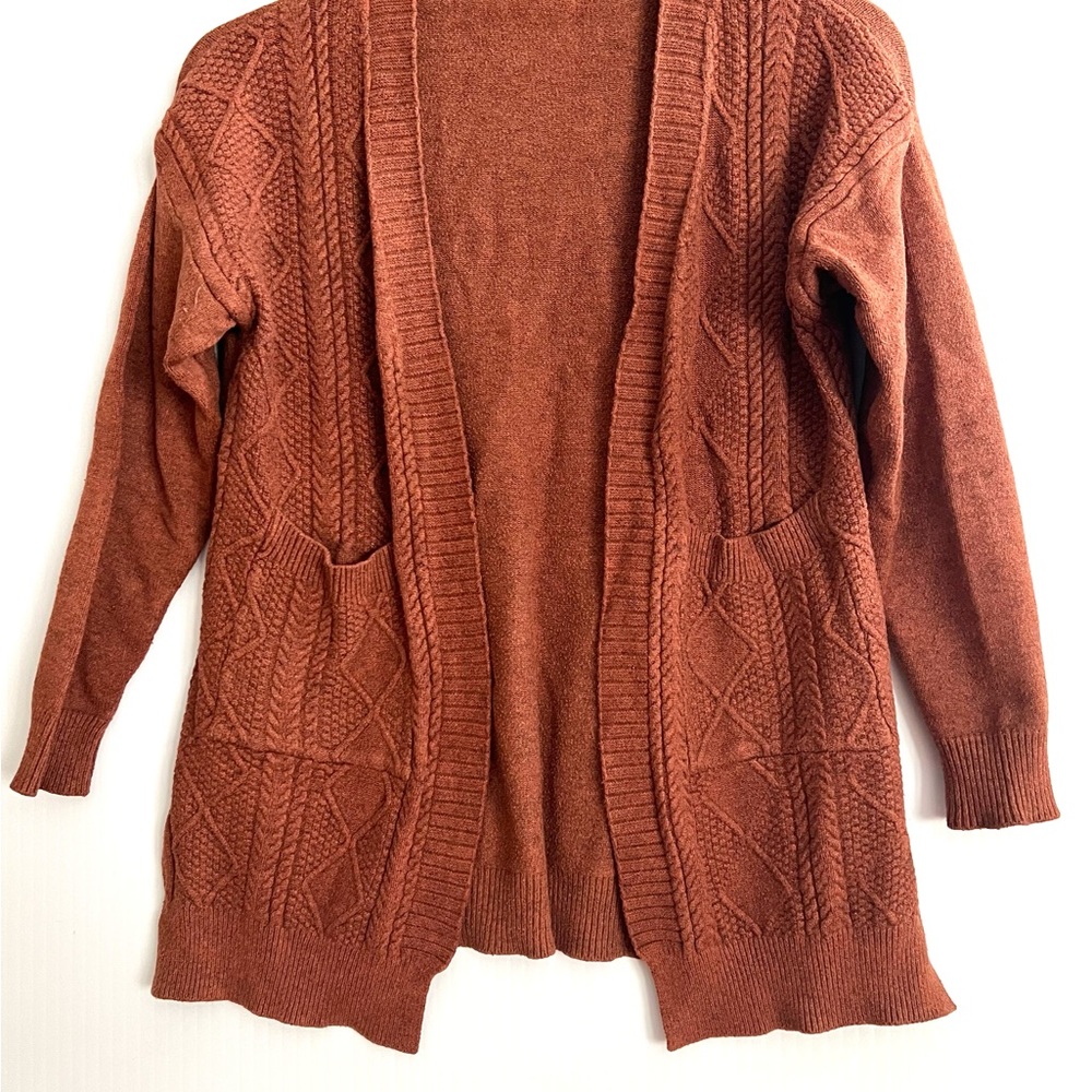 Victoria Women’s Brown/Rust colored Knit Open Front Cardigan Sweater One size - Picture 8 of 8
